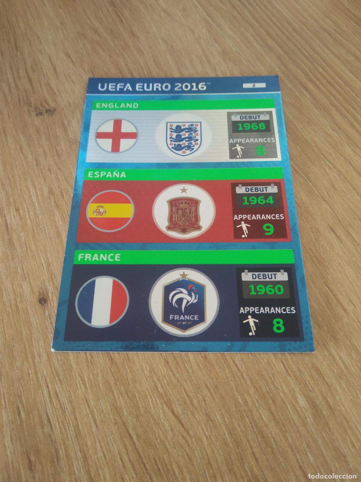 Football Stickers: 2 INGLATERRA ESPA&Ntilde;A FRANCIA CROMO FUTBOL PANINI EURO 2016 EUROCOPA ADRENALYN