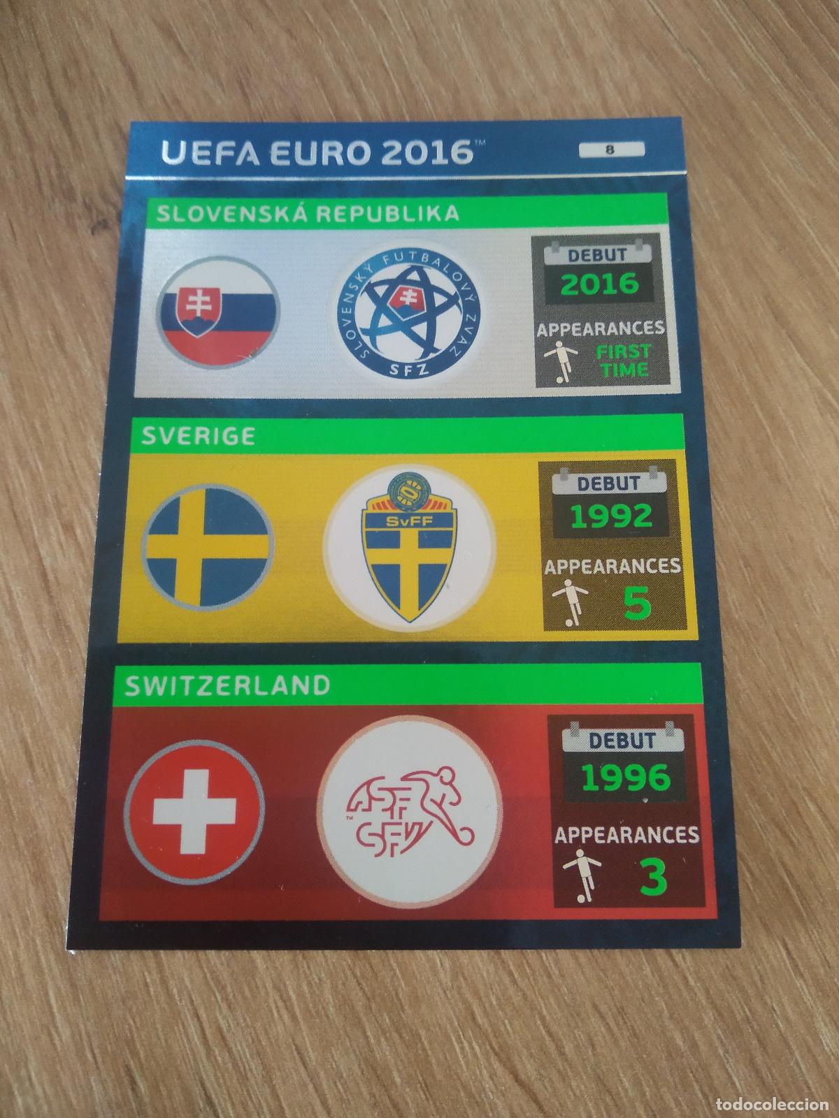 Football Stickers: 8 SUECIA SUIZA ESLOVAQUIA CROMO FUTBOL PANINI EURO 2016 EUROCOPA ADRENALYN