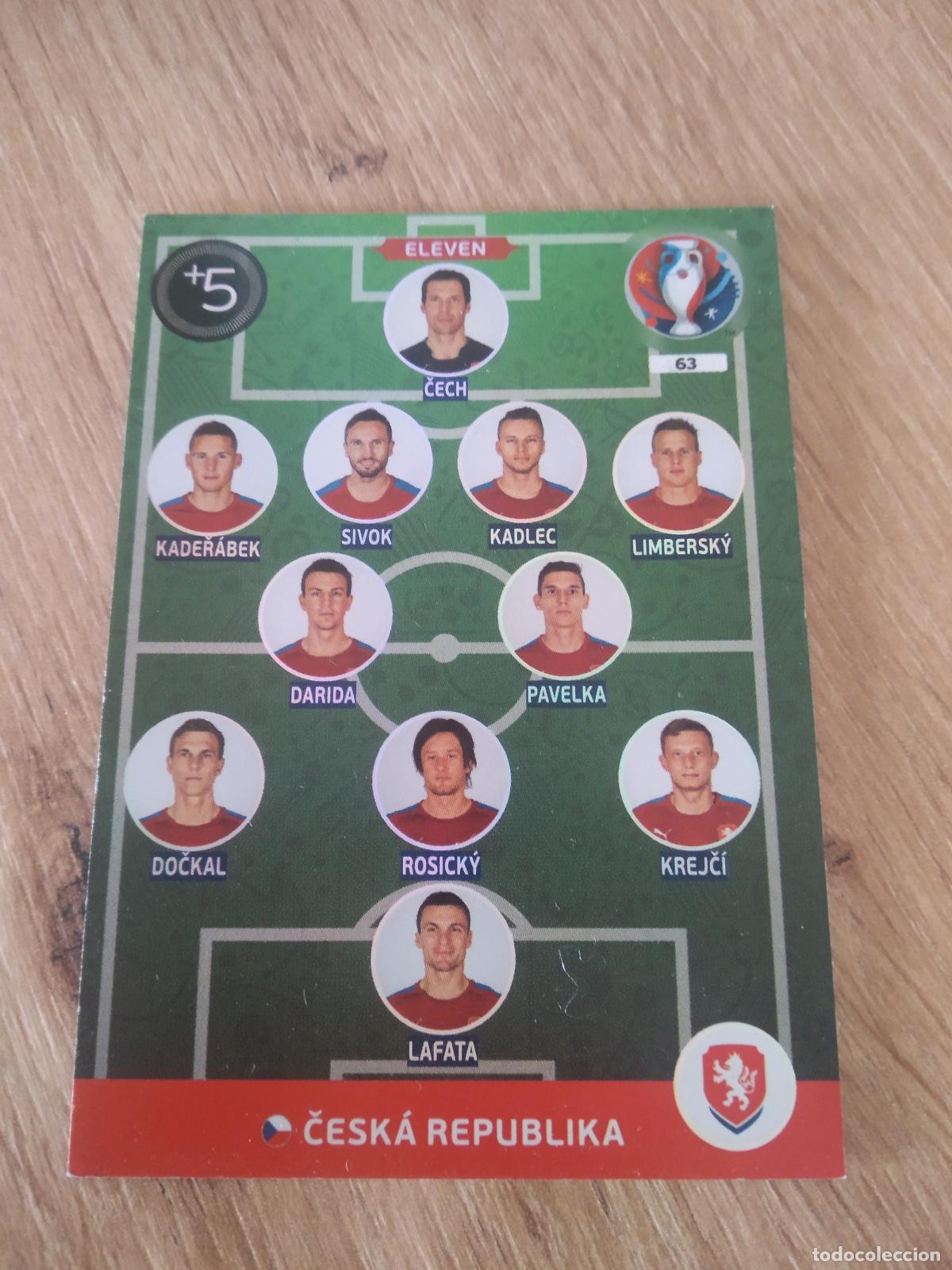 Cromos de F&uacute;tbol: 63 EQUIPO PLANTILLA ELEVEN REPUBLICA CHECA CROMO FUTBOL PANINI EURO 2016 EUROCOPA ADRENALYN