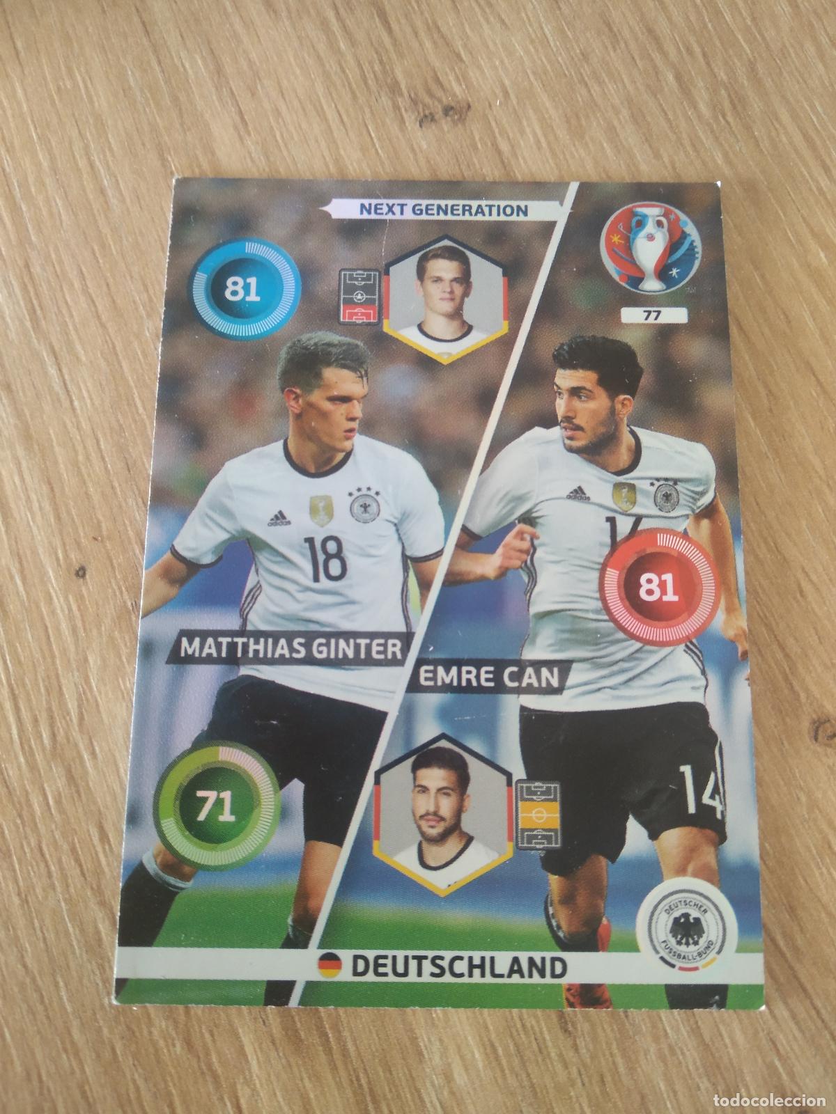Football Stickers: 77 MATTHIAS GINTER EMRE CAN ALEMANIA CROMO FUTBOL PANINI EURO 2016 EUROCOPA ADRENALYN