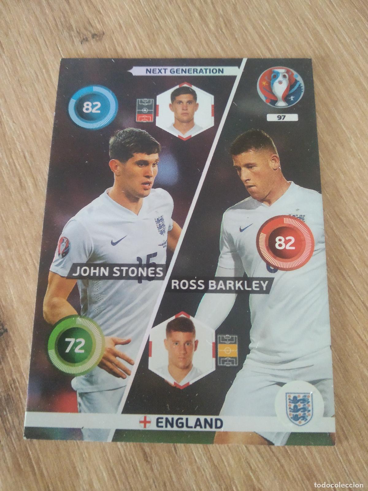 Football Stickers: 97 JOHN STONES ROSS BARKLEY INGLATERRA CROMO FUTBOL PANINI EURO 2016 EUROCOPA ADRENALYN
