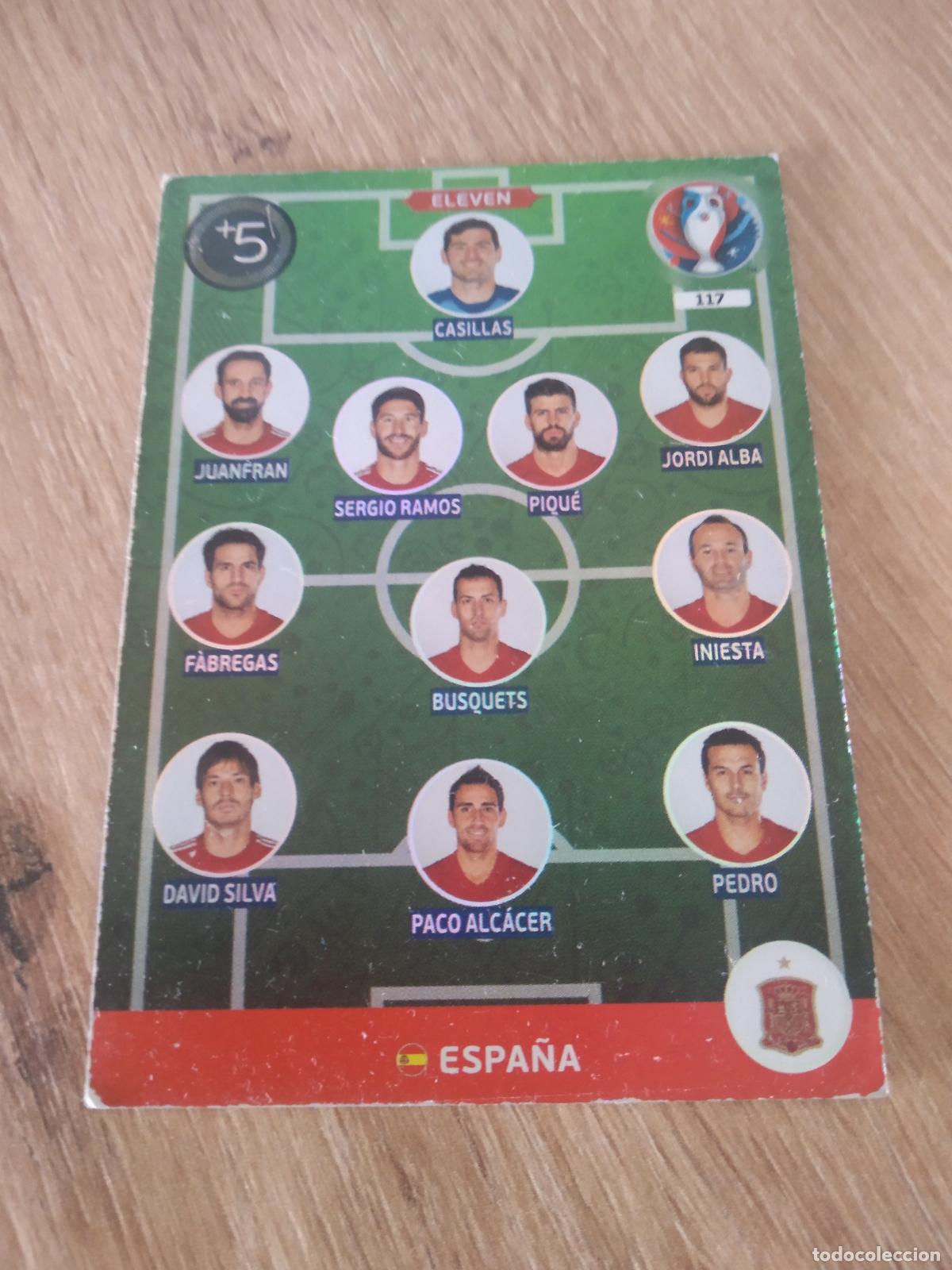 Cromos de F&uacute;tbol: 117 EQUIPO PLANTILLA ELEVEN ESPA&Ntilde;A CROMO FUTBOL PANINI EURO 2016 EUROCOPA ADRENALYN