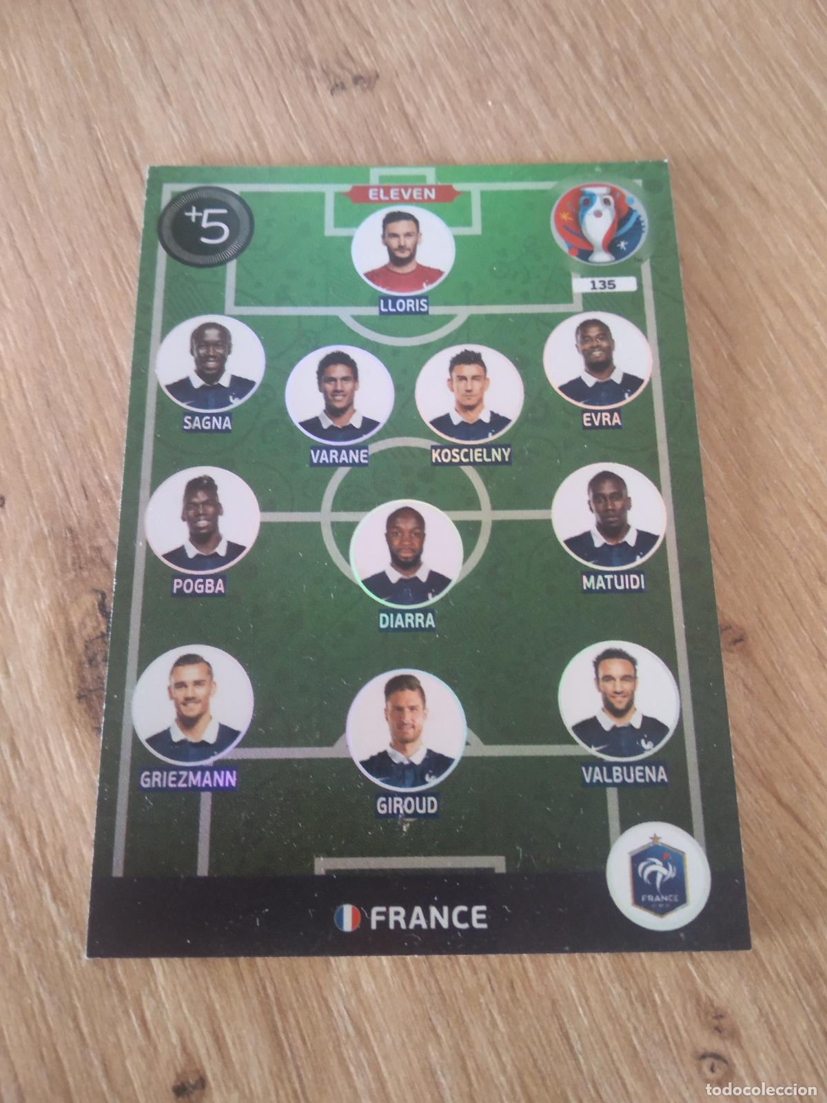 Cromos de F&uacute;tbol: 135 EQUIPO PLANTILLA ELEVEN FRANCIA CROMO FUTBOL PANINI EURO 2016 EUROCOPA ADRENALYN