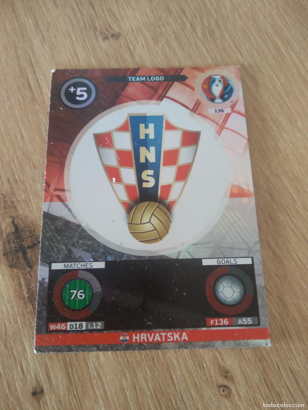 Cromos de F&uacute;tbol: 136 ESCUDO LOGO CROACIA CROMO FUTBOL PANINI EURO 2016 EUROCOPA ADRENALYN