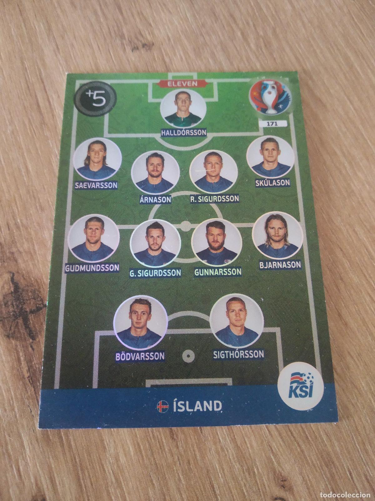 Cromos de F&uacute;tbol: 171 EQUIPO PLANTILLA ELEVEN ISLANDIA CROMO FUTBOL PANINI EURO 2016 EUROCOPA ADRENALYN