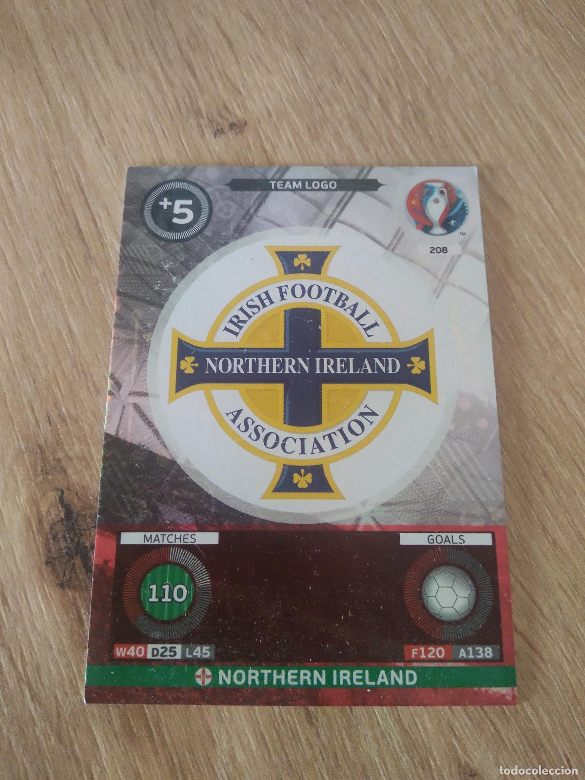Football Stickers: 208 ESCUDO LOGO IRLANDA DEL NORTE CROMO FUTBOL PANINI EURO 2016 EUROCOPA ADRENALYN
