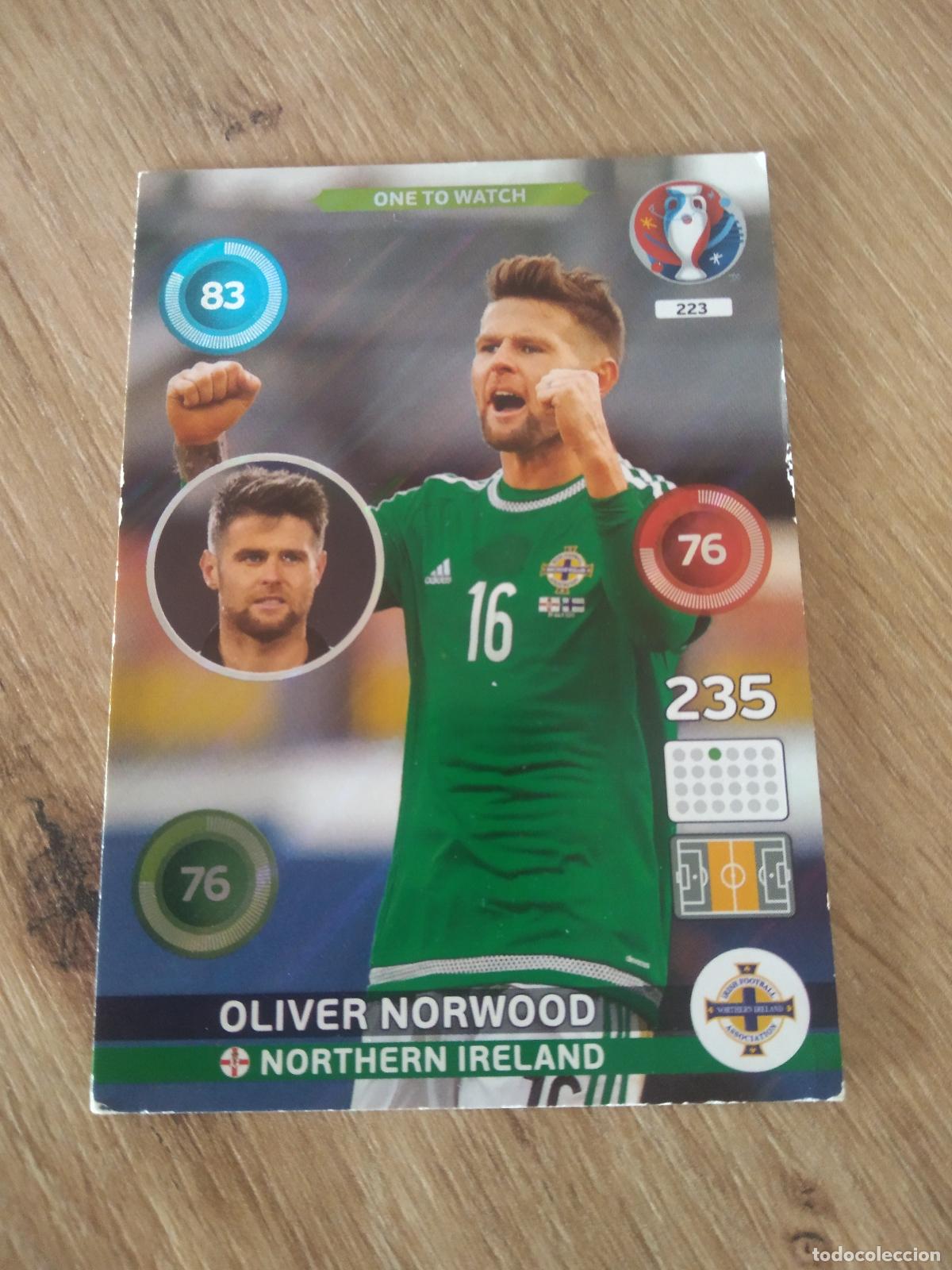 Cromos de F&uacute;tbol: 223 OLIVER NORWOOD IRLANDA DEL NORTE CROMO FUTBOL PANINI EURO 2016 EUROCOPA ADRENALYN