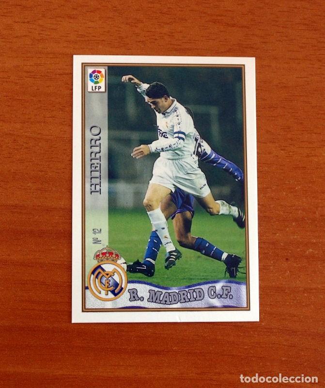 Cromos de F&uacute;tbol: Real Madrid - N&ordm; 12 Fernando Hierrro - Mundicromo ficha de la Liga 1997-1998, 97-98