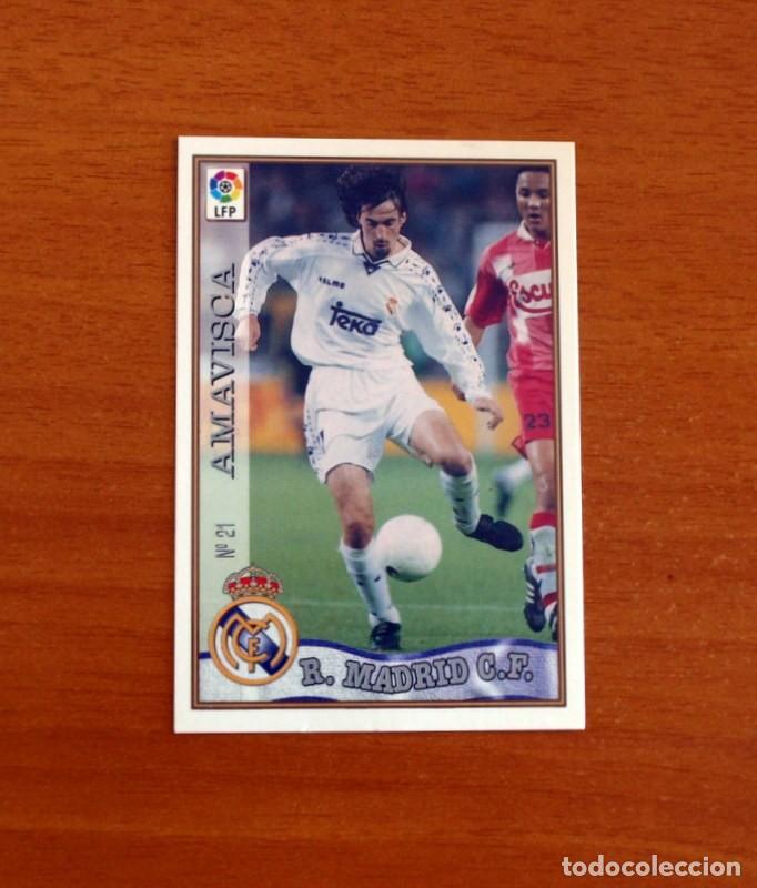 Cromos de F&uacute;tbol: Real Madrid - N&ordm; 21 Amavisca - Mundicromo ficha de la Liga 1997-1998, 97-98