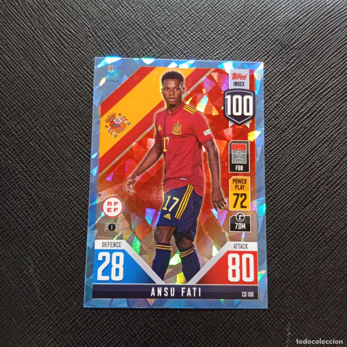 Cromos de F&uacute;tbol: ANSU FATI ESPA&Ntilde;A TOPPS MATCH ATTAX ROAD TO FINALS UEFA NATIONS LEAGUE 2022 A82 PG163 CRYSTAL