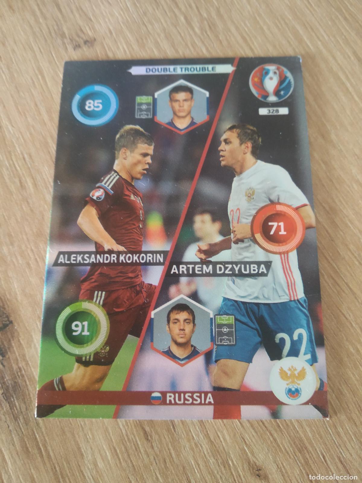Fu&szlig;ball-Sticker: 328 KOKORIN DZYUBA RUSIA CROMO FUTBOL PANINI EURO 2016 EUROCOPA ADRENALYN