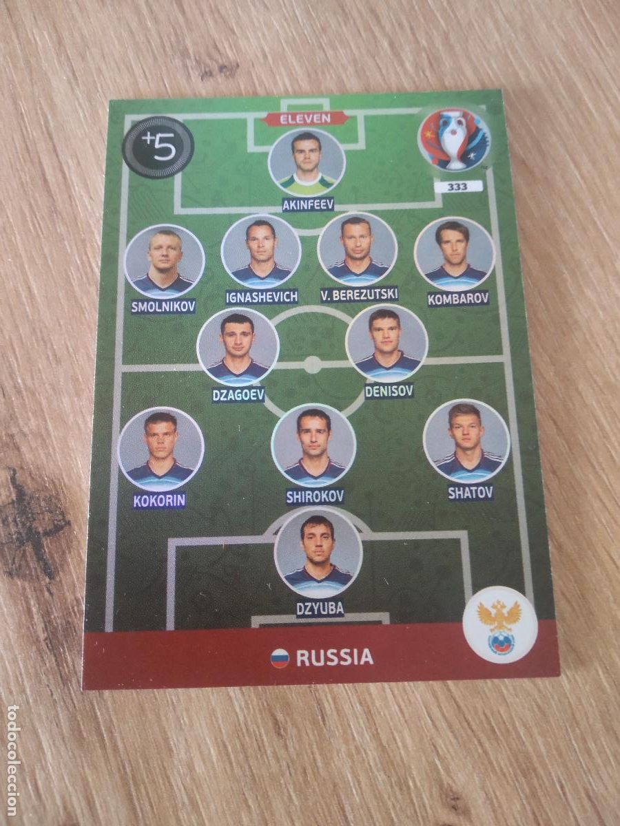 Cromos de F&uacute;tbol: 333 EQUIPO PLANTILLA ELEVEN RUSIA CROMO FUTBOL PANINI EURO 2016 EUROCOPA ADRENALYN