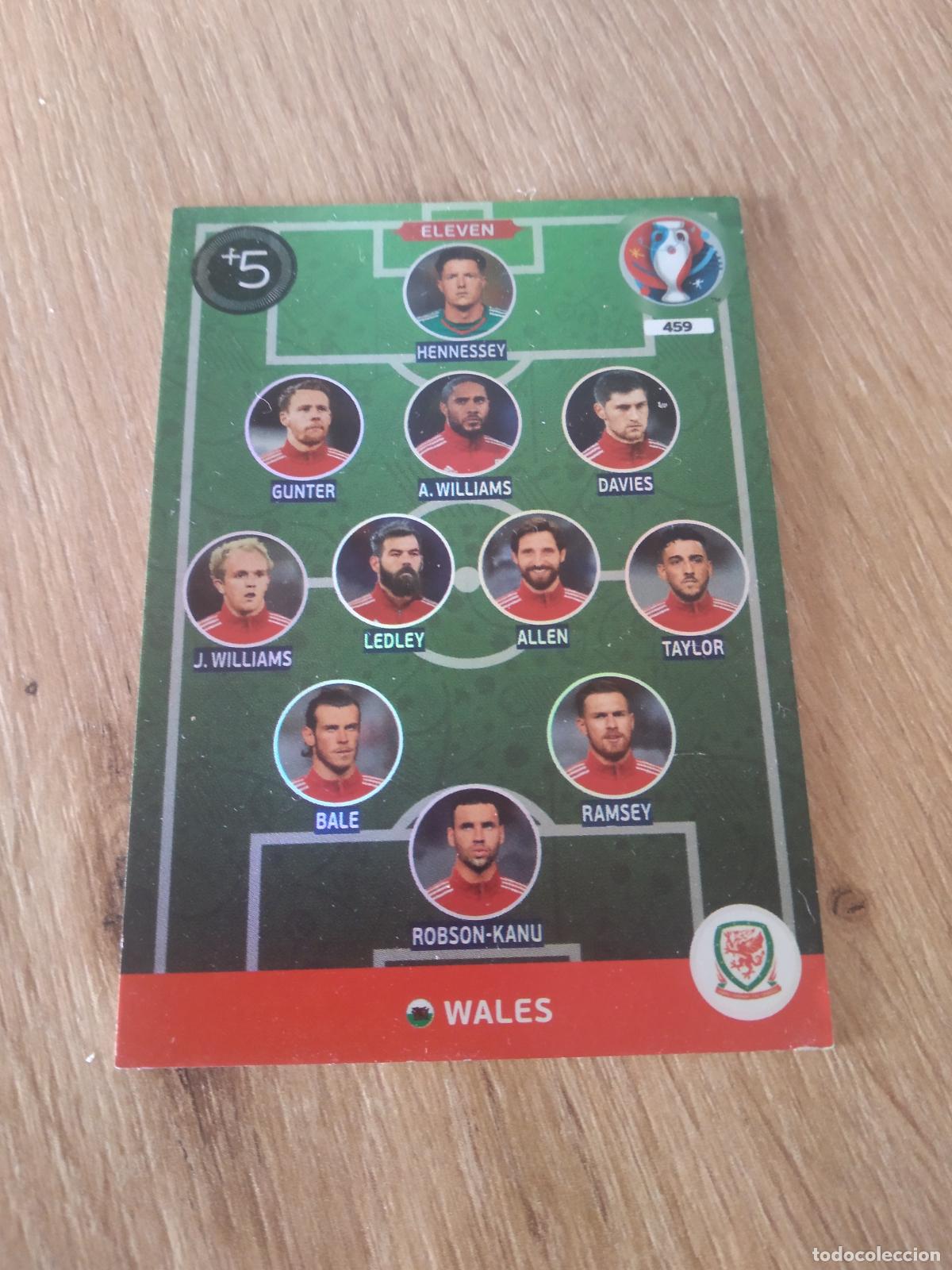 Football Stickers: 459 EQUIPO PLANTILLA ELEVEN WALES GALES CROMO FUTBOL PANINI EURO 2016 EUROCOPA ADRENALYN