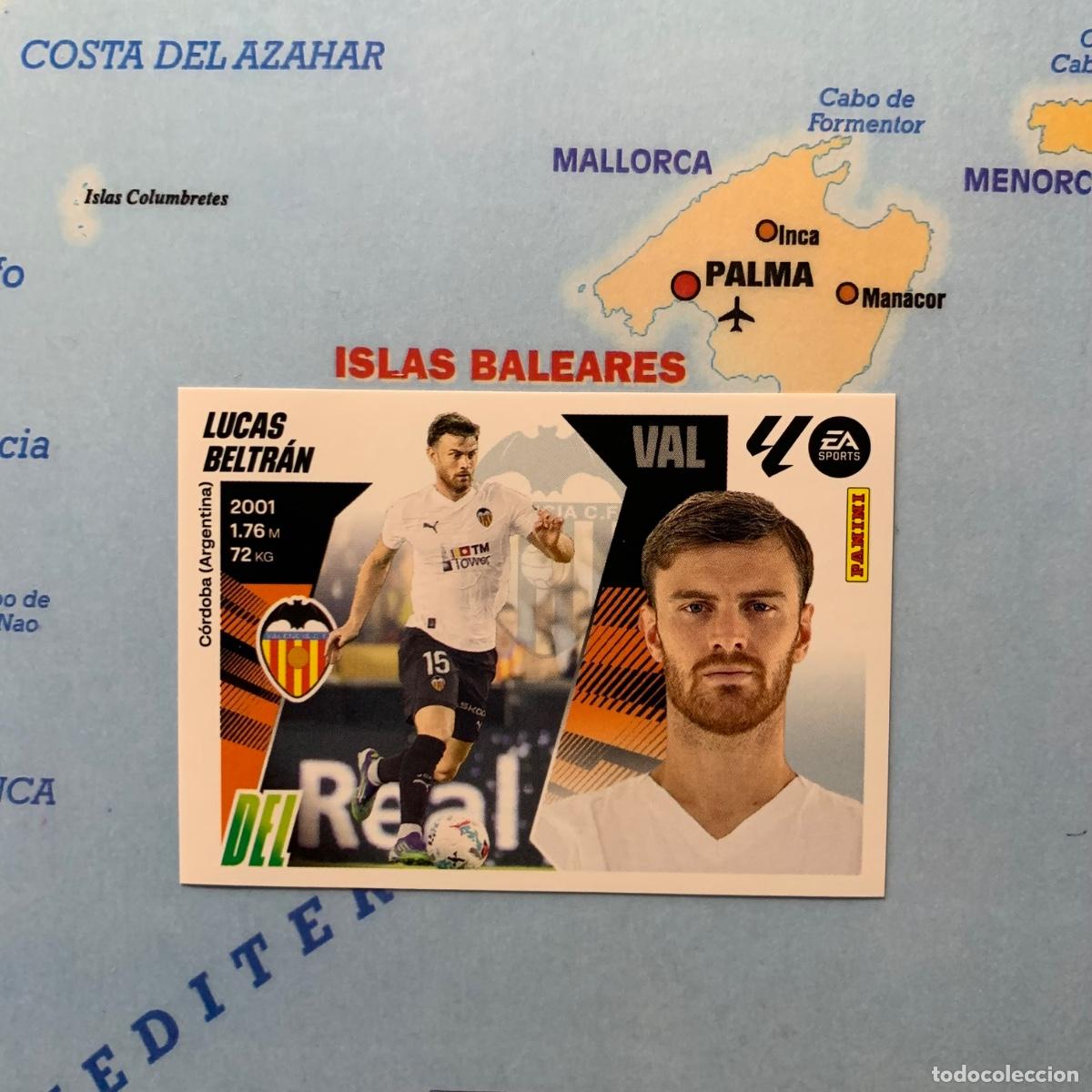 Cromos de F&uacute;tbol: Lucas Beltr&aacute;n coloca n&uacute;mero 17 Bis del Valencia cromo liga este 25-26 2025-2026