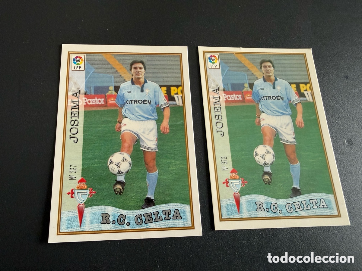 Cromos de F&uacute;tbol: MUNDICROMO 97-98. n 327 y 372. JOSEMA.( Celta de Vigo). Doble cromo. Error. Corregido