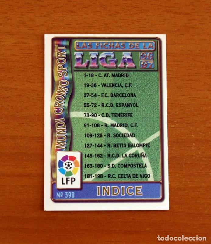 Football Stickers: Indice -N&ordm; 398 -Mundicromo Las Fichas de la Liga de F&uacute;tbol 1996-1997-96-97