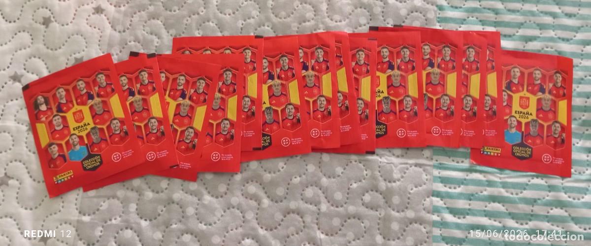 Cromos de F&uacute;tbol: Lote 18 sobres sin abrir cromos selecci&oacute;n espa&ntilde;ola. Espa&ntilde;a 2026 Carrefour