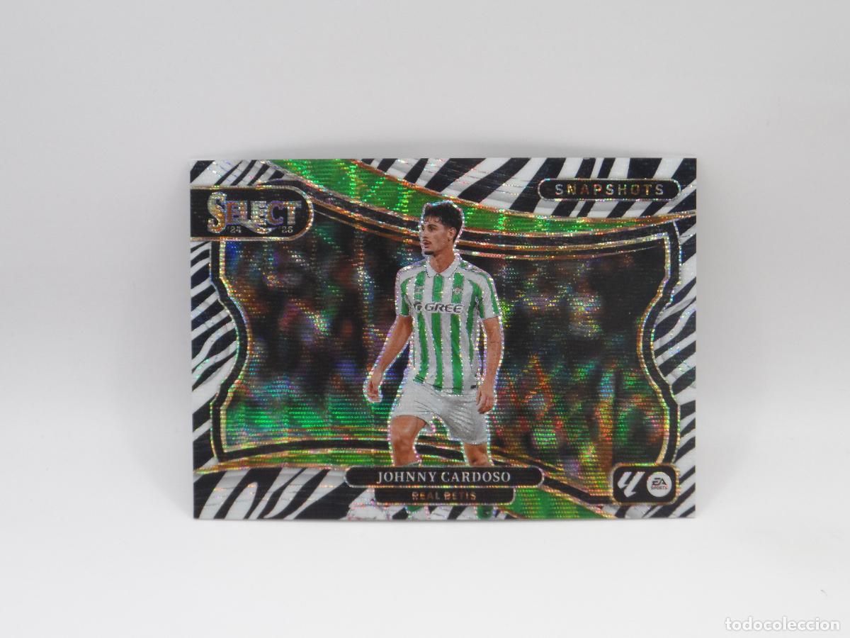 Cromos de F&uacute;tbol: 18 JOHNNY CARDOSO PARALELA ZEBRA BETIS SNAPSHOTS PANINI SELECT 2024 2025 24 25