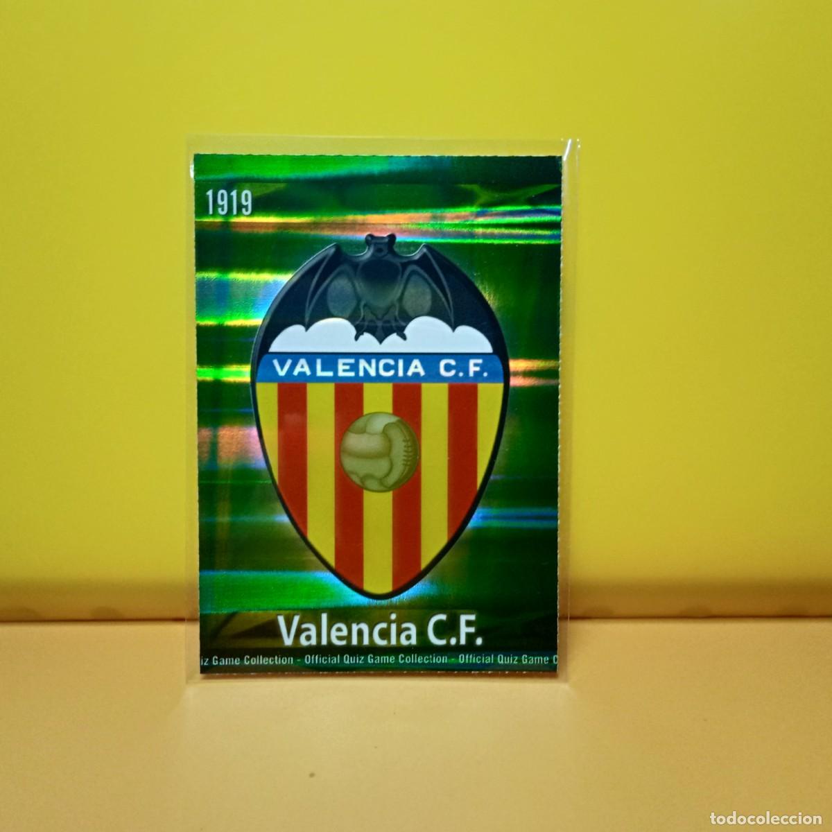 Figurine di Calcio: ESCUDO BRILLO RAYAS HORIZONTAL VALENCIA C-F 136, MUNDICROMO LIGA 2009 2010 09/10