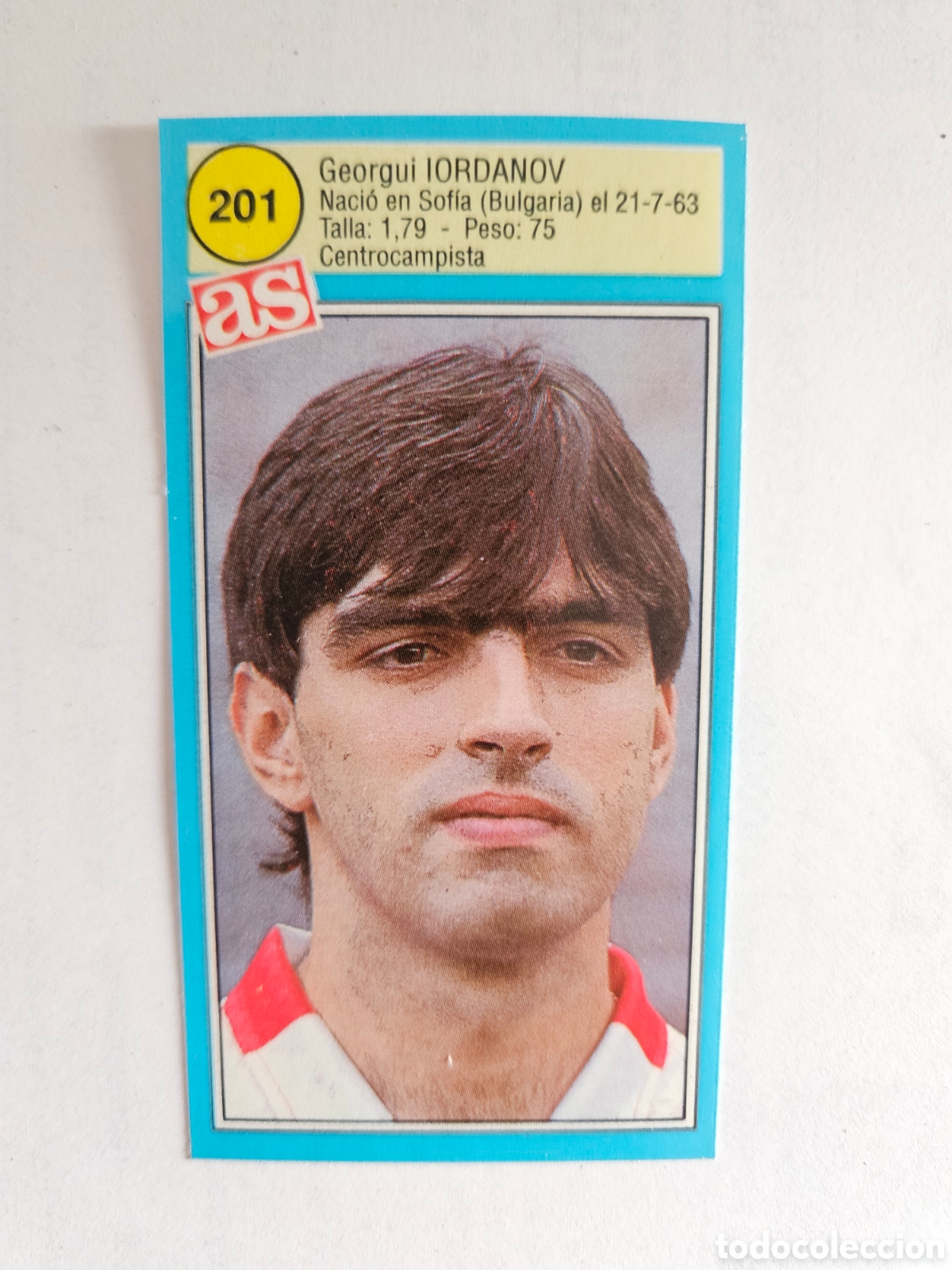 Figurine di Calcio: Sporting de Gij&oacute;n - N&ordm; 201, Iordanov - AS - Ases de Liga 1990-1991, 90-91 - Nunca pegado adhesivo