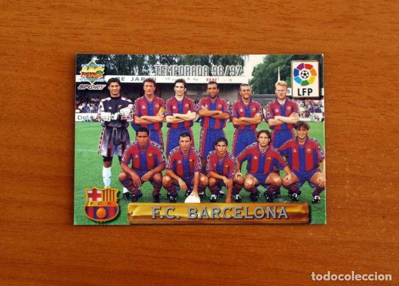 Football Stickers: Barcelona -N&ordm; 37 Alineaci&oacute;n-Equipo -Mundicromo Las Fichas de la Liga de F&uacute;tbol 1996-1997-96-97