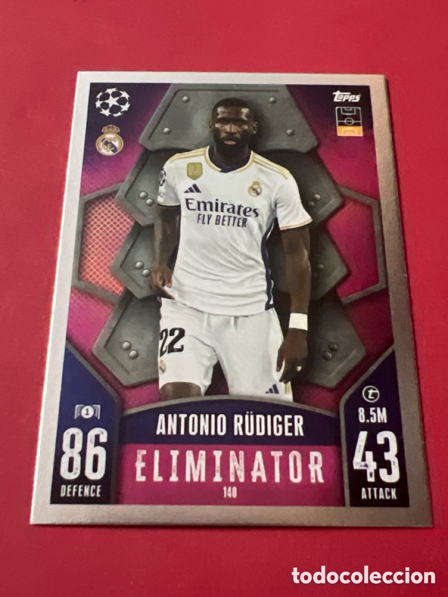 Figurine di Calcio: C1629. 140 ANTONIO RUDIGER ELIMINATOR MIRROR FOIL TOPPS MATCH ATTAX 23 24 2023 2024 REAL MADRID