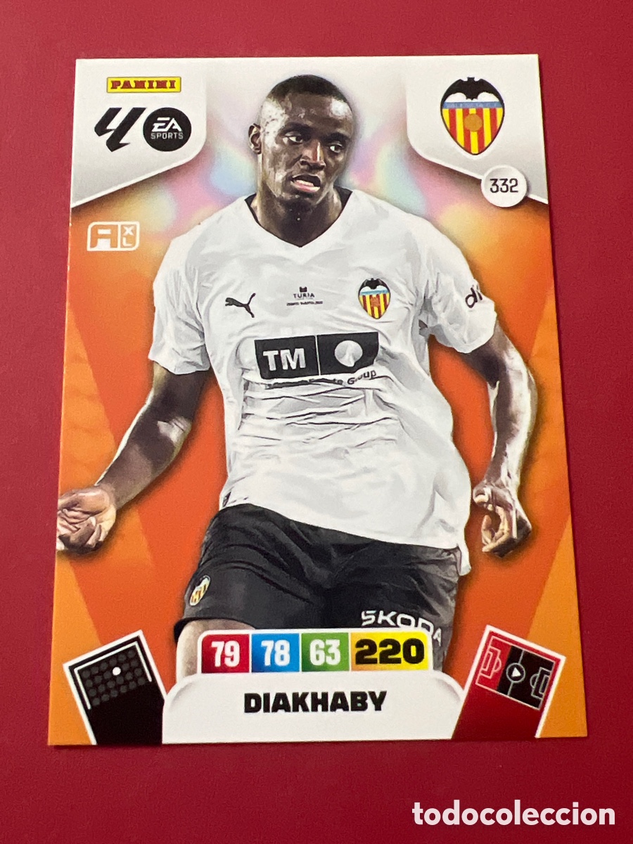 Cromos de F&uacute;tbol: C1680. Adrenalyn XL. 2025 2026. 25 26. Diakhaby. Valencia. N &ordm; 332. C&oacute;digo sin activar. Panini