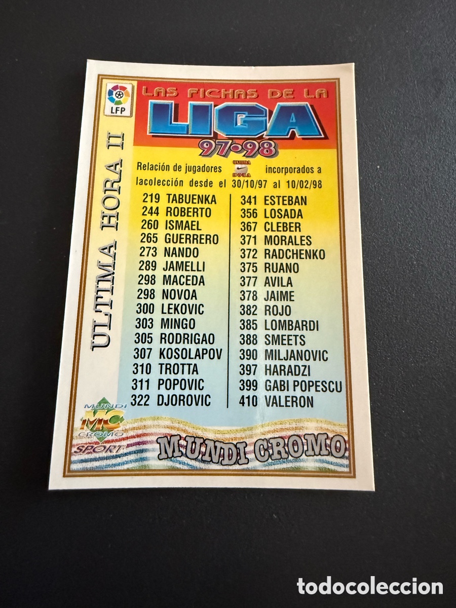 Cromos de F&uacute;tbol: MUNDICROMO 97-98. ULTIMA HORA II