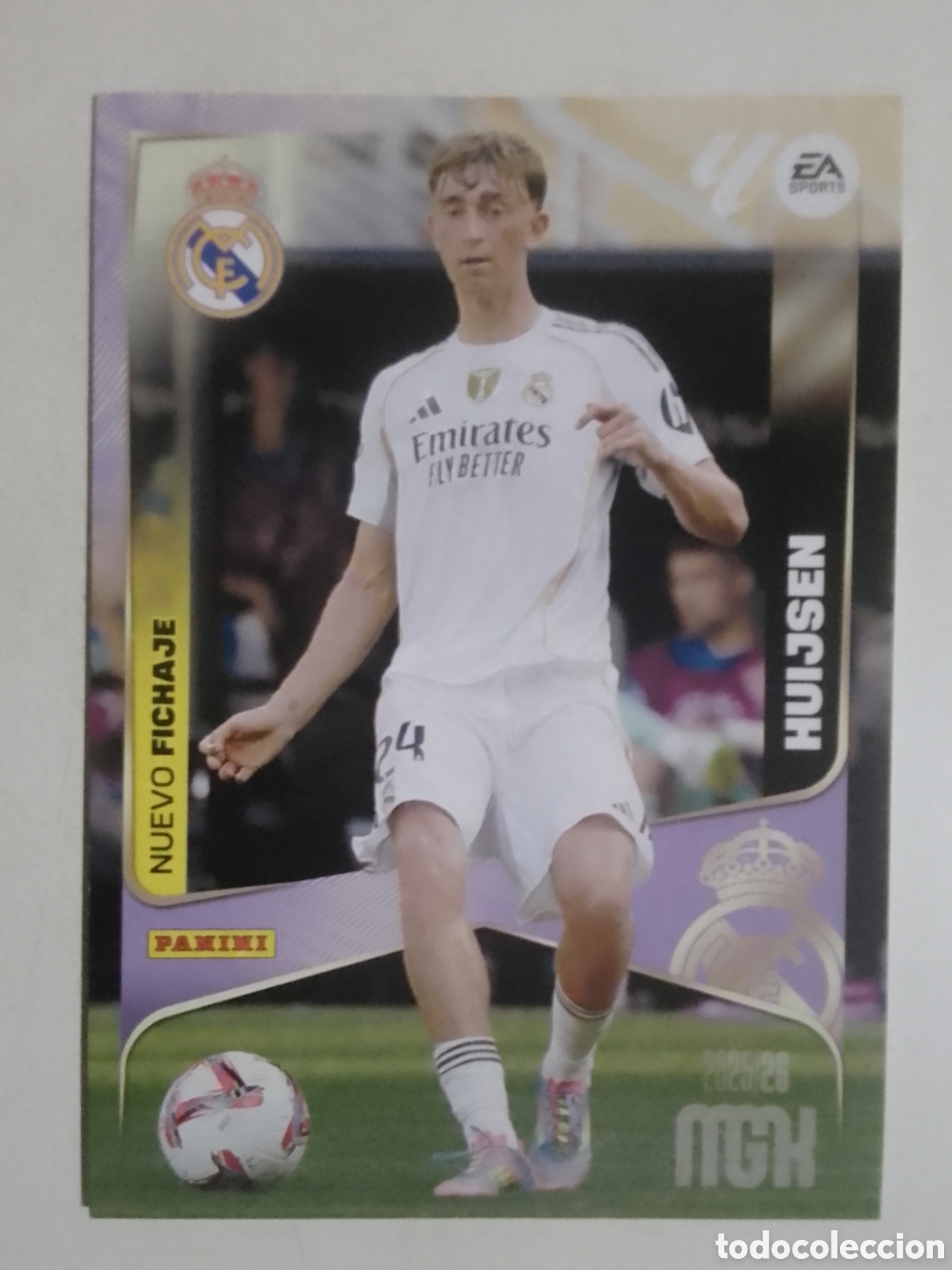 Cromos de F&uacute;tbol: Megacracks 2025/26 n&deg; 442 Huijsen &bull; Real Madrid. NUEVO FICHAJE.