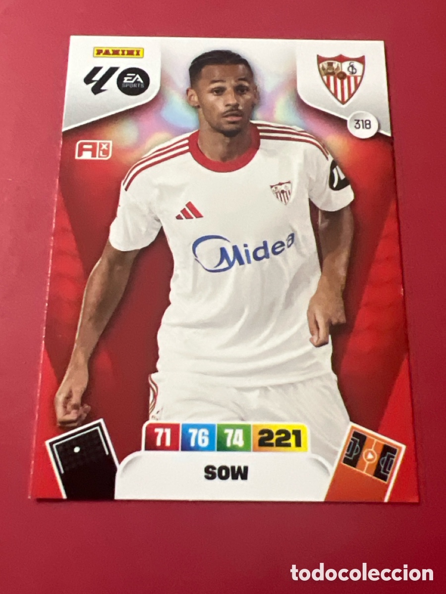 Cromos de F&uacute;tbol: C1700. Cromo Adrenalyn XL. 2025 2026. 25 26. Sow. Sevilla. N &ordm; 318. C&oacute;digo sin activar. Panini