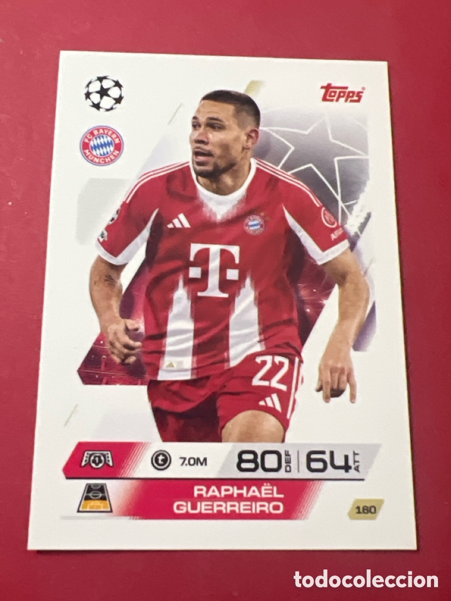 Cromos de F&uacute;tbol: C1718. 180 RAPHAEL GUERREIRO FC BAYERN MUNCHENATTAX TOPPS 2025 2026 25 26