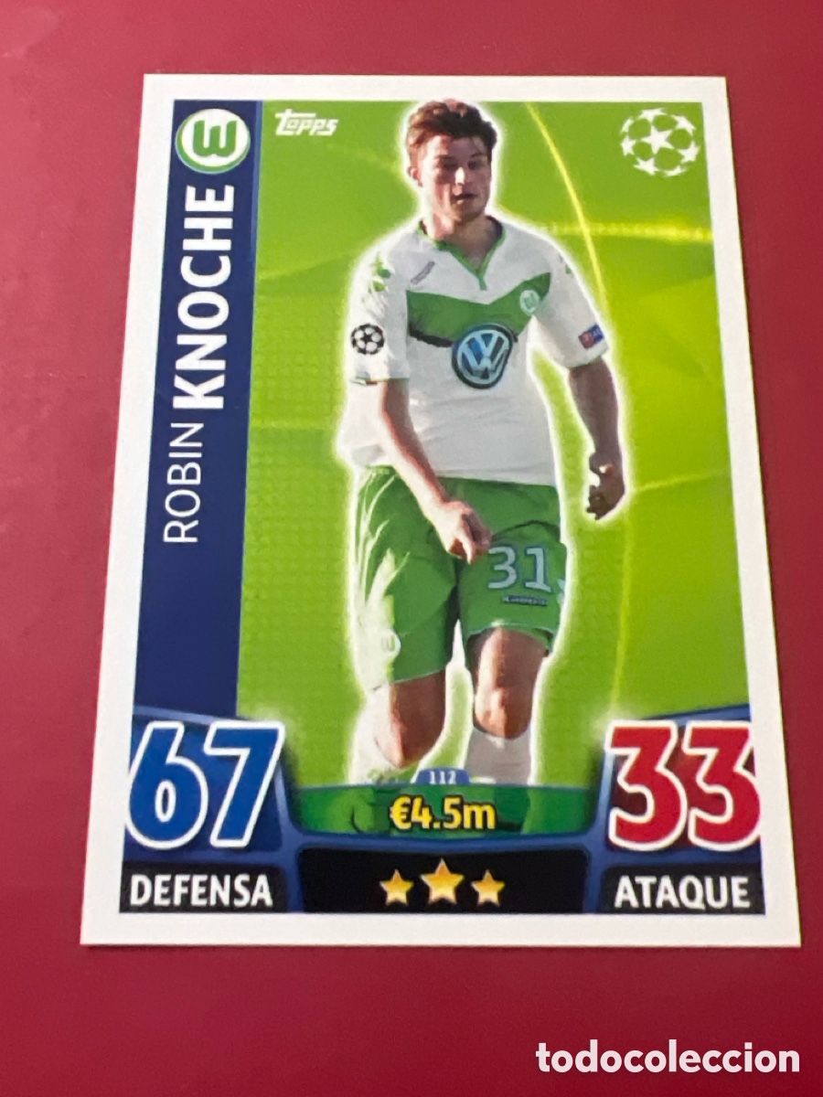 Cromos de F&uacute;tbol: C1731. 112 Robin Knoche VFL Wolfsburgo Match Attax 15 16