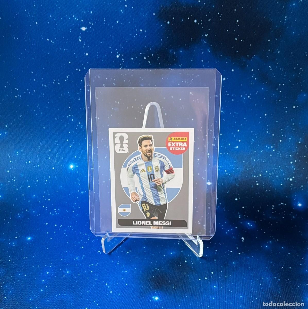 Cromos de f&uacute;tbol: Cromo Lionel Messi Extra Sticker Plateado Mundial 2026 Panini