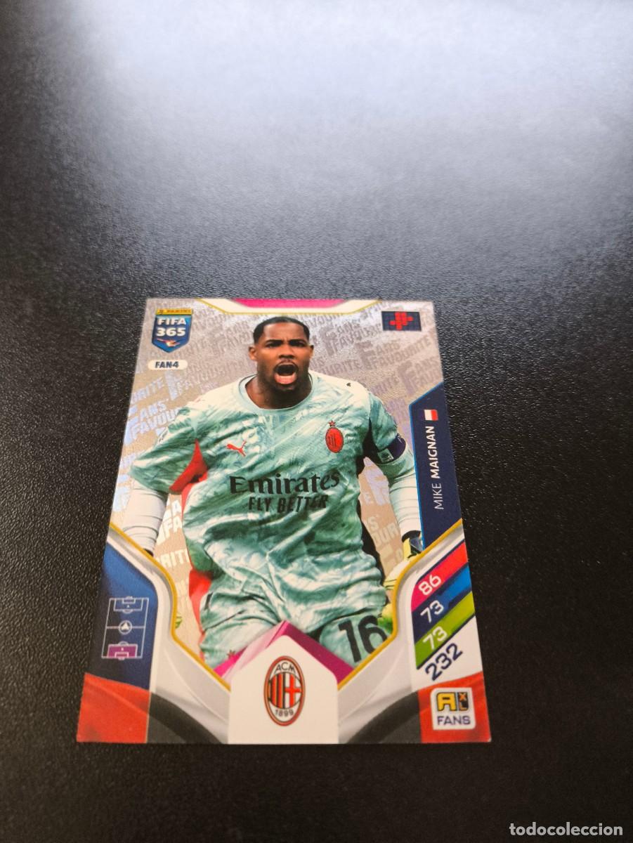 Cromos de F&uacute;tbol: FAN4 Mike Maignan PLATA MILAN FANS FAVOURITE PANINI ADRENALYN FIFA 365 2025 2026 NO LIGA