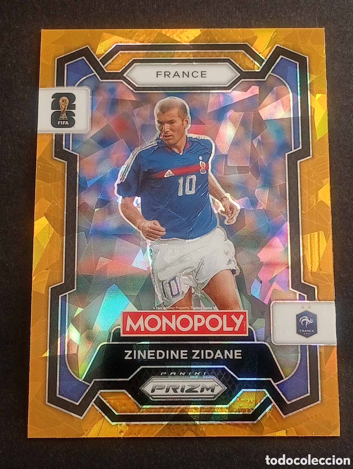 Cromos de F&uacute;tbol: 9 prizm paralela cracked ZIDANE MONOPOLY 2026 PANINI TOPPS CARDS ADRENALYN WORLD CUP FRANCIA GOLD