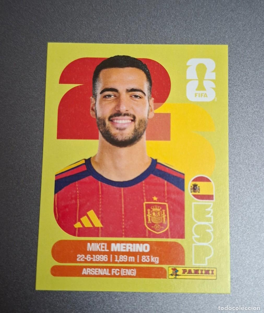 Fu&szlig;ball-Sticker: MIKEL MERINO ESP-14--STICKER EDICION SUIZA- UNITED EDITION-FONDO Y BORDES COLOR VERDE PISTACHO