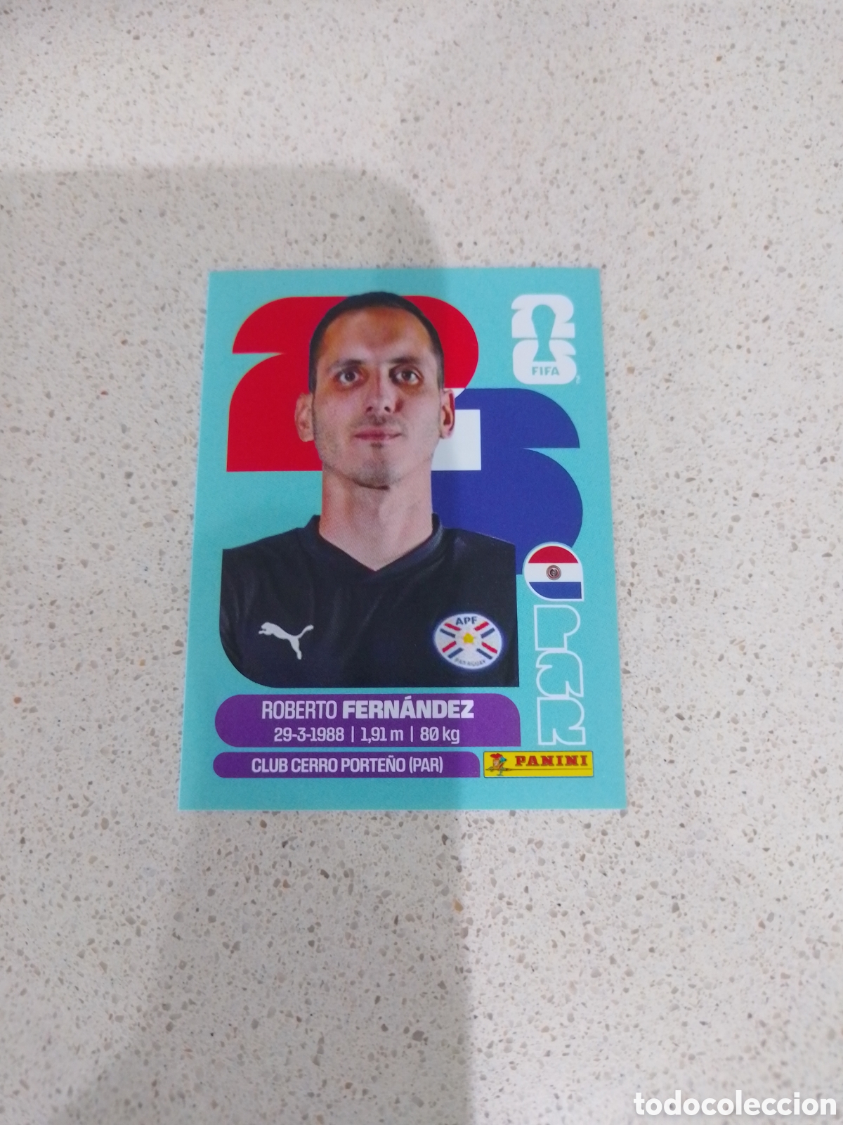 Cromos de F&uacute;tbol: CROMO NUMERO 2 FERNANDEZ PARAGUAY. MUNDIAL 2026. PANINI.