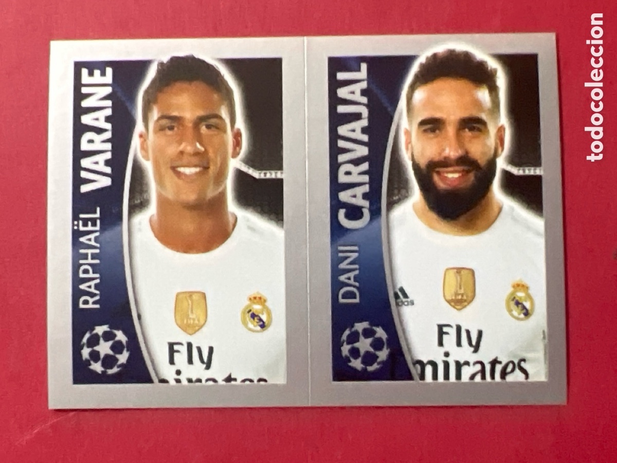 Figurine di Calcio: C1810. 45 VARANE-CARVAJAL (REAL MADRID) UEFA CHAMPIONS LEAGUE 2015/2016 TOPPS