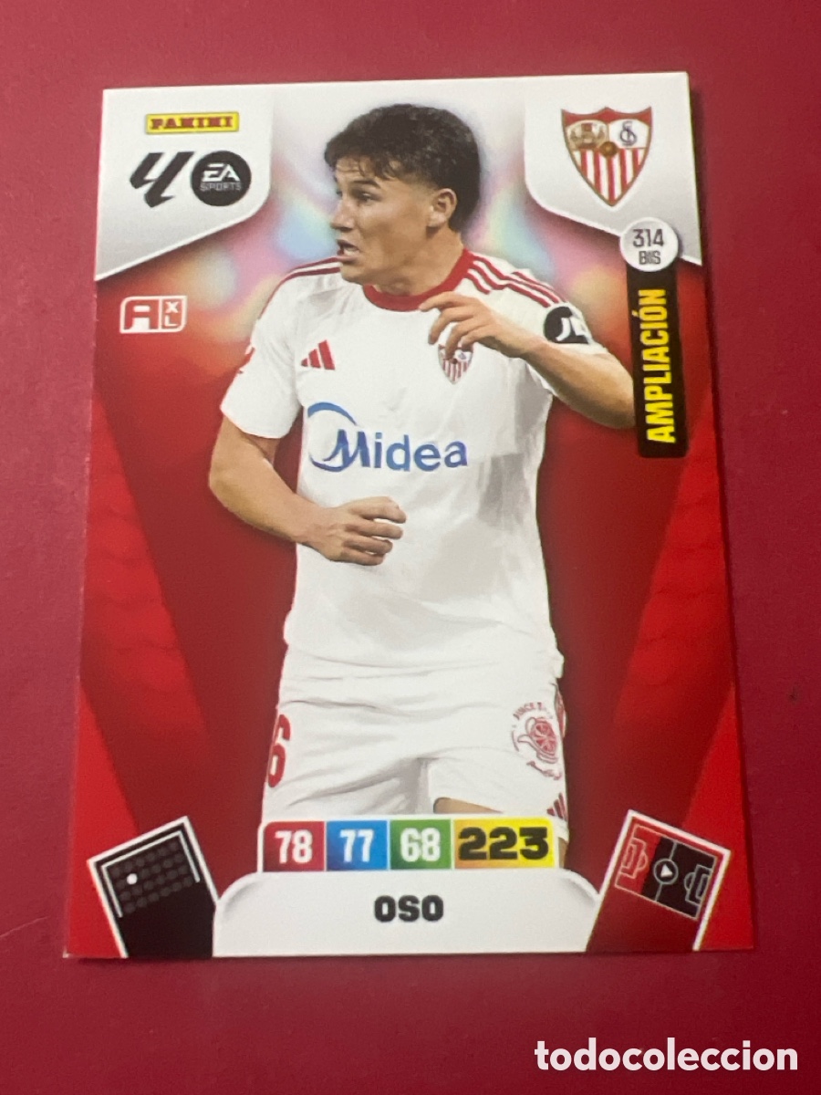 Cromos de F&uacute;tbol: c1822. Oso ampliaci&oacute;n n&uacute;mero 314 Bis del Sevilla cromo adrenalyn XL 25-26 2025-2026