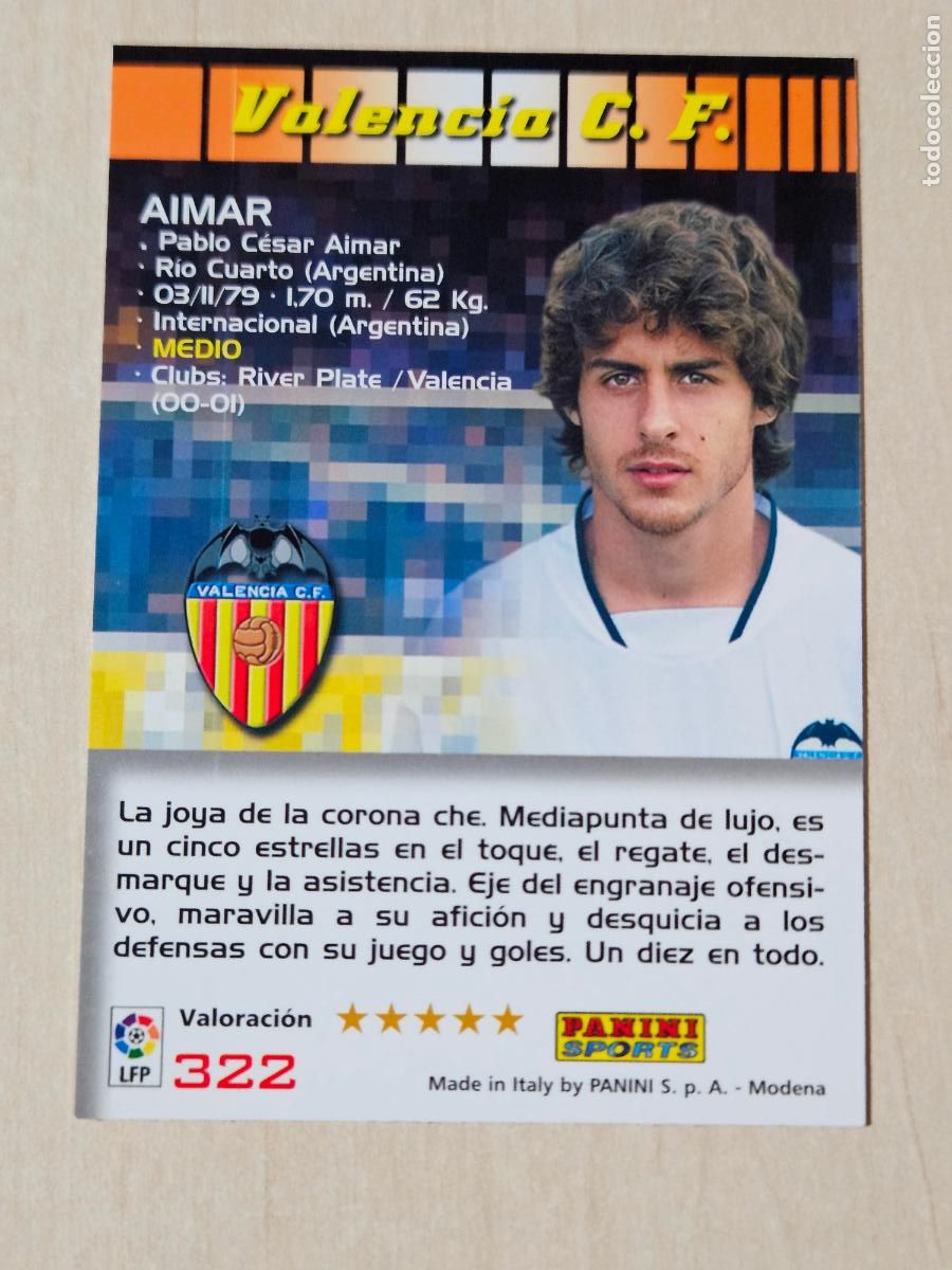 Figurine di Calcio: CROMO N&ordm; 322 AIMAR - MEGACRACKS 2004 05 - VALENCIA -