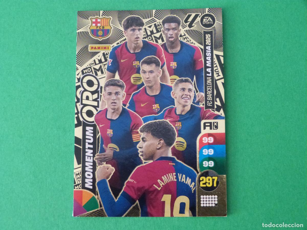 Cromos de F&uacute;tbol: TRADING CARD FUTBOL F.C. BARCELONA LAMINE YAMAL MOMENTUM ORO LIGA ADRENALYN XL 2024-2025/24-25