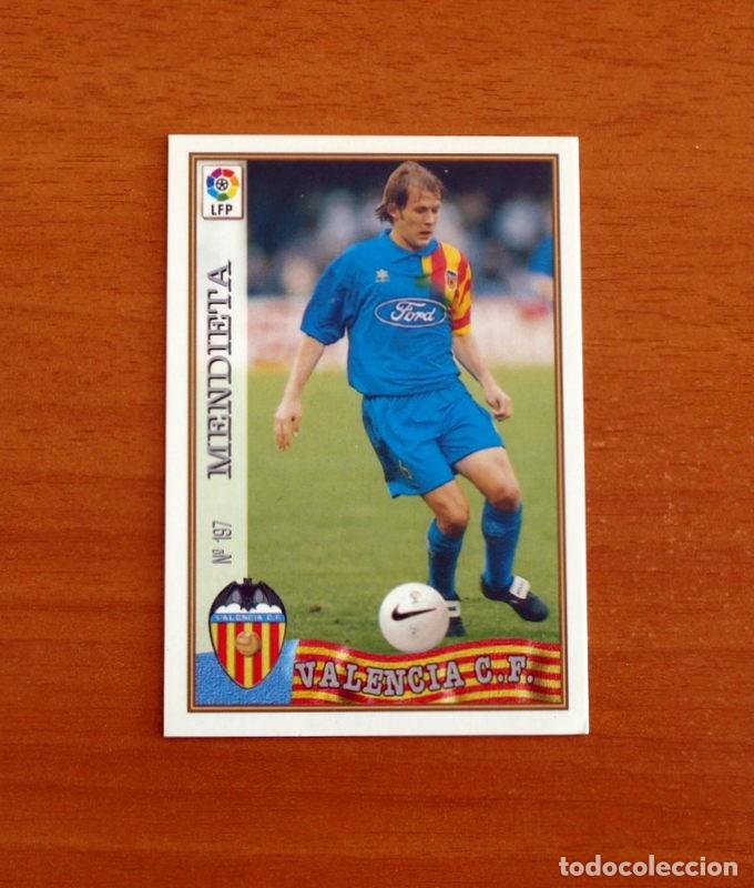 Cromos de f&uacute;tbol: Valencia - N&ordm; 197 Mendieta - Mundicromo ficha de la Liga 1997-1998, 97-98