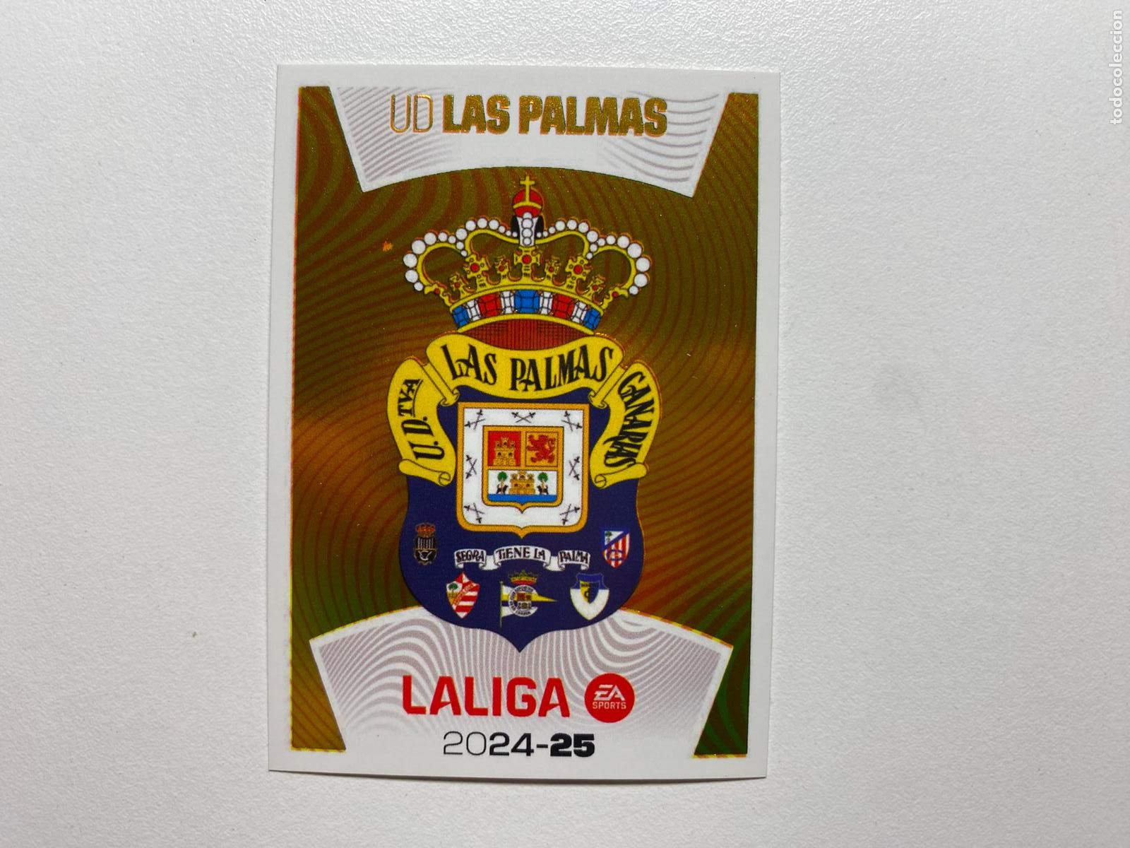 Cromos de F&uacute;tbol: N 1 UD LAS PALMAS Escudo UD Las Palmas LIGA ESTE 24 25 &Aacute;LBUM CROMOS PANINI 2024 2025