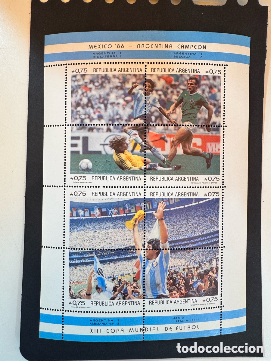 Cromos de F&uacute;tbol: ARGENTINA 1986 HOJITAS BLOQUE SELLOS MUNDIAL MEXICO 86
