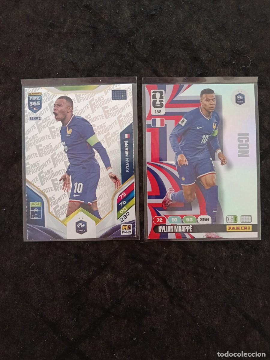 Cromos de Futebol: LOTE 2 CARTAS KYLIAN MBAPP&Eacute;: #FAN 92 FIFA 365 2026 + #180 &rdquo;ICON&rdquo; WORLD CUP ADRENALYN XL 2026