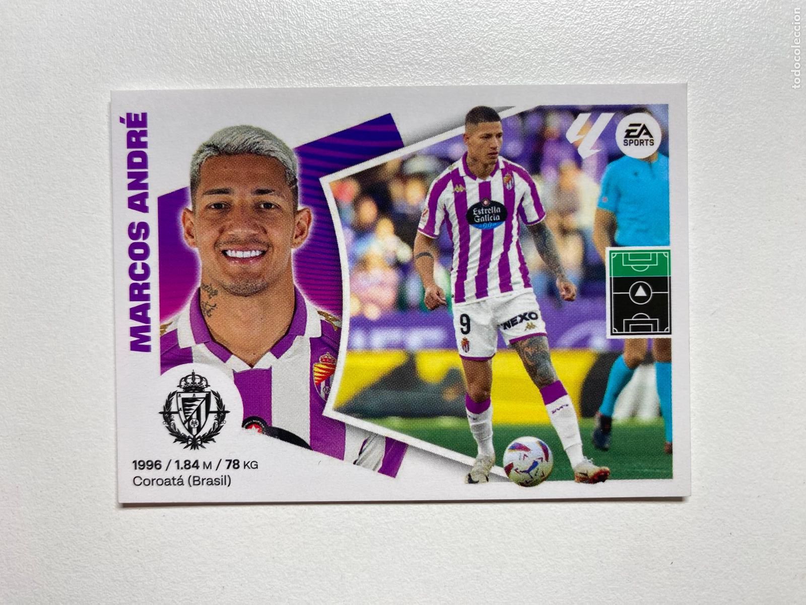 Cromos de F&uacute;tbol: N 20A REAL VALLADOLID Marcos Andr&eacute; LIGA ESTE 24 25 &Aacute;LBUM CROMOS PANINI 2024 2025