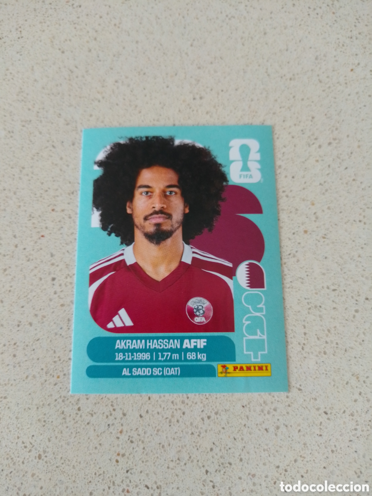 Figurine di Calcio: CROMO NUMERO 18 AFIF QATAR. MUNDIAL 2026. PANINI.
