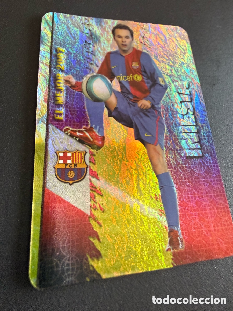 Cromos de Futebol: MUNDICROMO 2007-08. n 54. INIESTA. Jaspeado Vertical
