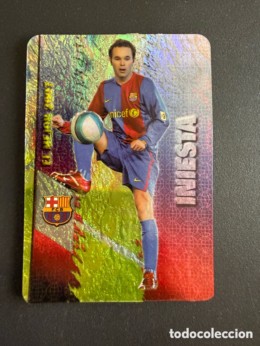 Cromos de F&uacute;tbol: MUNDICROMO 2007-08. n 54. INIESTA. Jaspeado Vertical