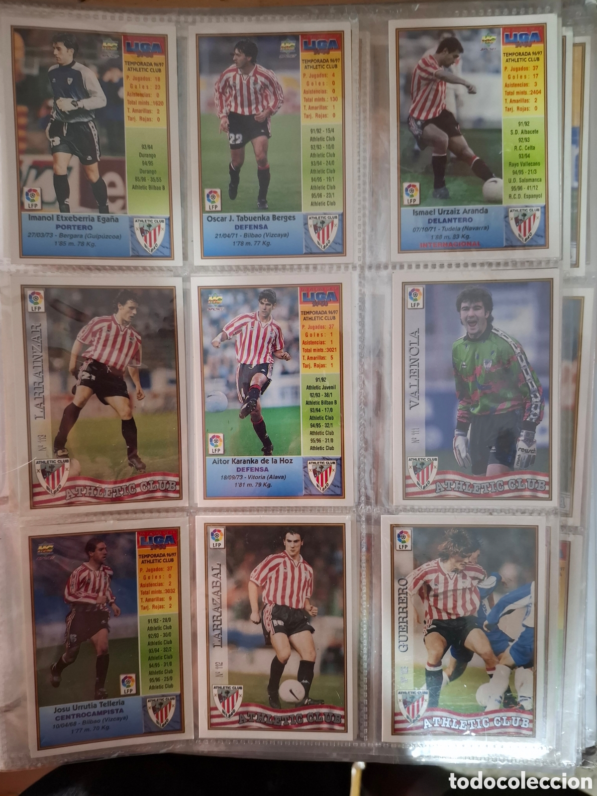 Cromos de F&uacute;tbol: LOTE 9 CARTAS ATHLETIC CLUB - LAS FICHAS DE LA LIGA 97/98 - MUNDICROMO/SPORT